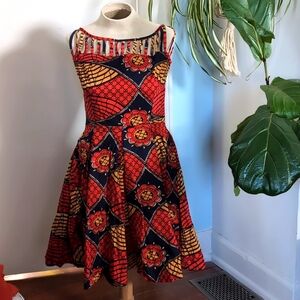 Trashy Diva vintage style A-line retro dress cage neckline sz 12